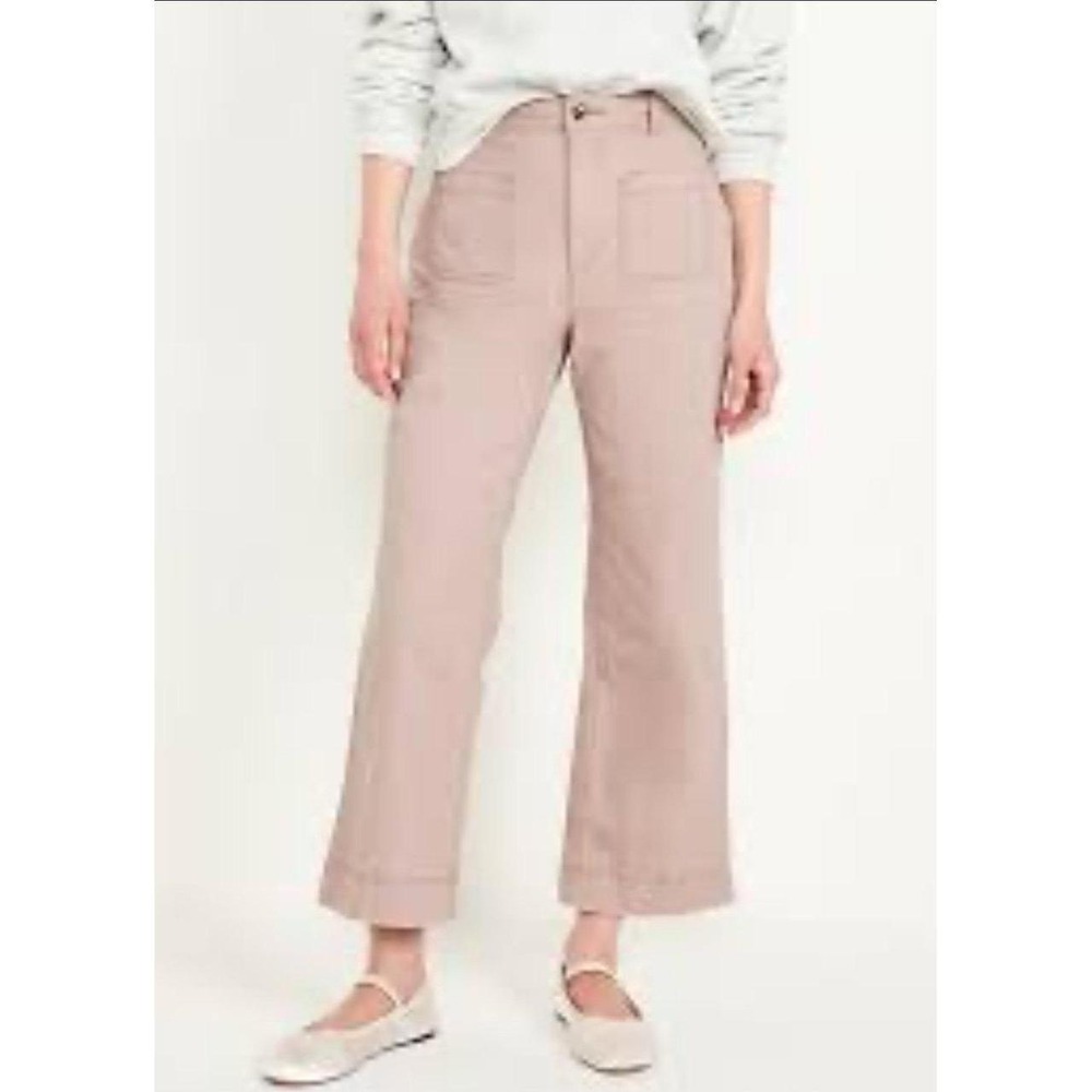 Womens NWT Old Navy High Rise Sailor Pockets Wide Leg Crop Pants